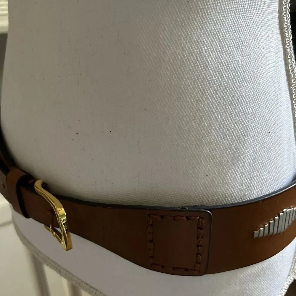 Cuirum Barcelona Spain Leather Designer Wide Belt Hand Tooling Size 95 EUC‎